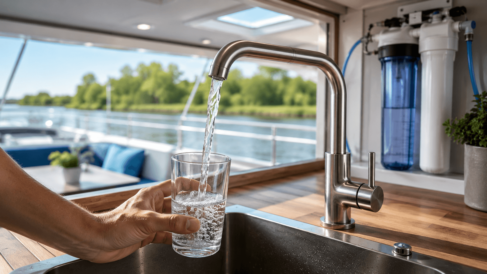 Eau potable, filtration et consommables pour bateau
