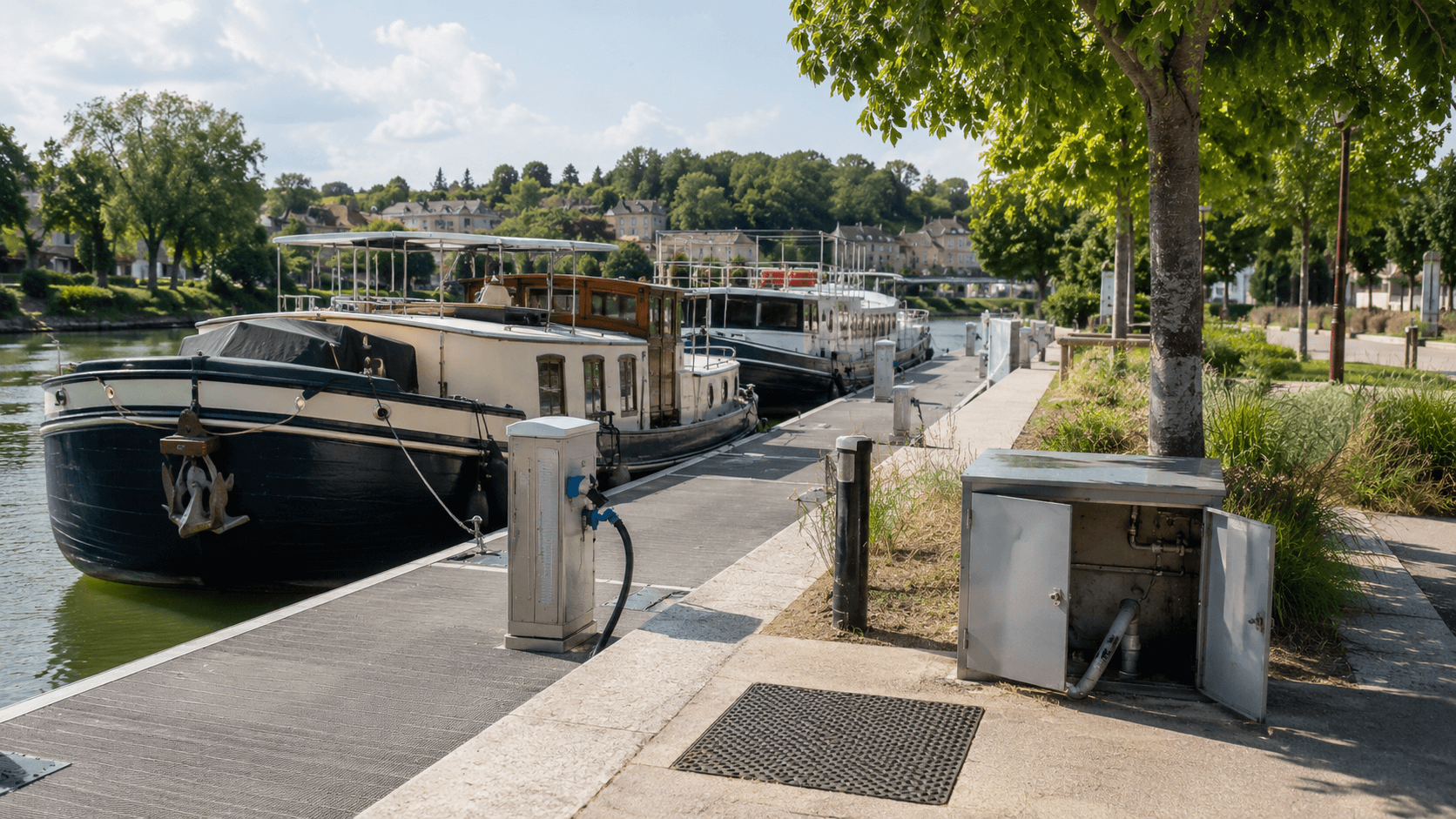 Halte fluviale et pompage des eaux usées bateau