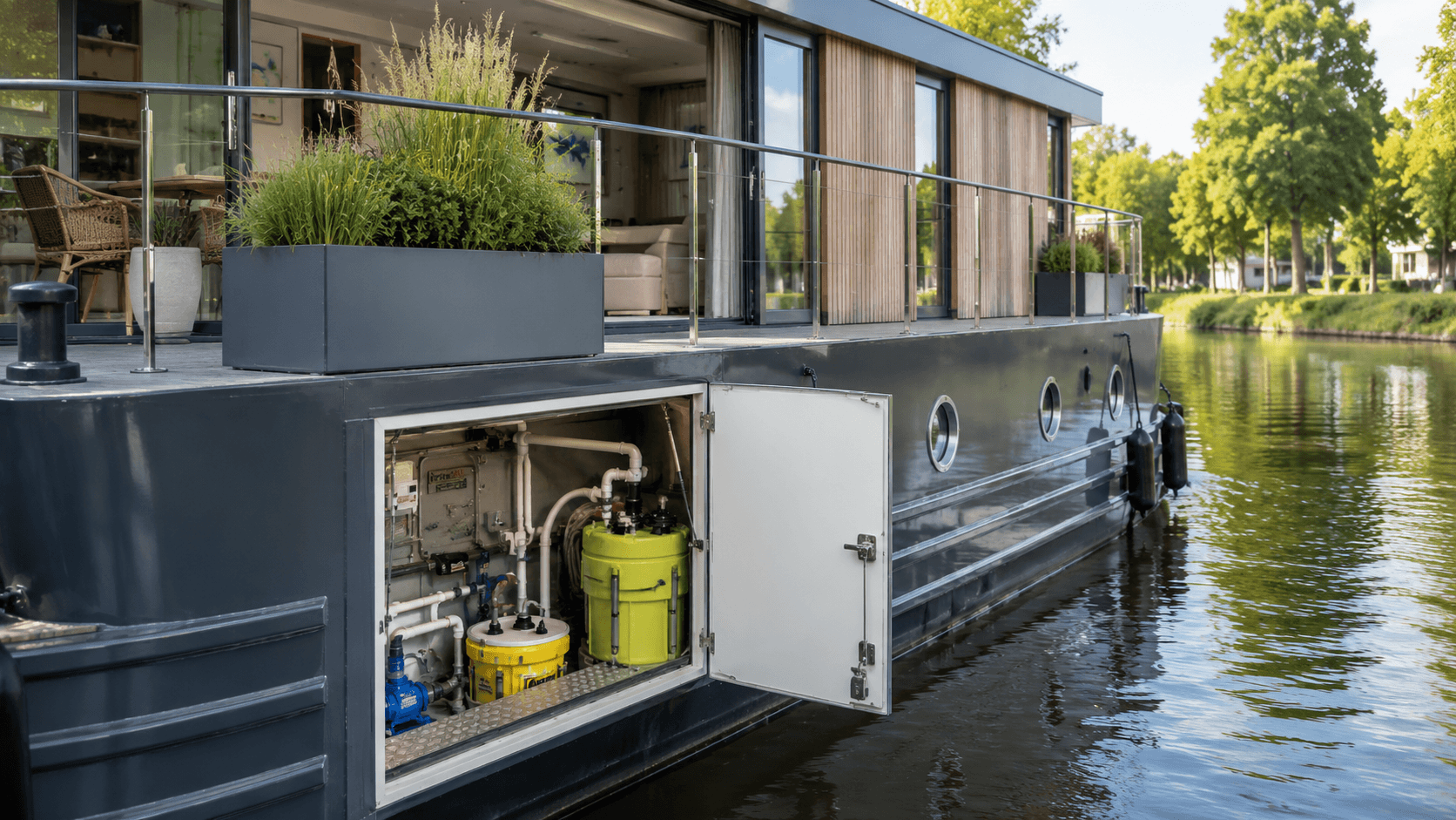Péniche habitation et gestion réglementaire des eaux usées